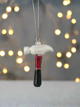 Load image into Gallery viewer, Glass Christmas tool hammer Christmas bauble tree hanging decoration/christmas/seasonal/ glass hanging item - Marissa's Garden & Gift