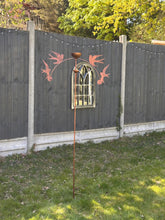 Load image into Gallery viewer, Handmade powder coated swallows sculpture rocker and rain catcher standing at 150cm tall - Marissa's Garden & Gift