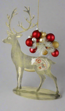 Load image into Gallery viewer, Handmade gold metal powder coated reindeers on stand table decoration measuring 41cm - Marissa's Garden & Gift