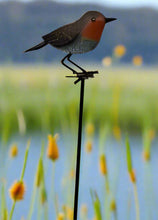 Load image into Gallery viewer, Handmade powder coated Robin on a pole sculpture 130cm tall - Marissa's Garden & Gift