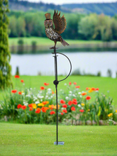 Load image into Gallery viewer, Handmade powder coated owl sculpture rocker 164cm tall - Marissa's Garden & Gift