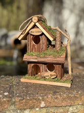 Load image into Gallery viewer, Handmade wooden birdhouse hut with three entrances measuring 16 x 10 x 21cm - Marissa's Garden & Gift