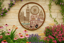 Indlæs billede til gallerivisning Handmade peeling bronze with colour the city of London iconic sights wall art indoors/outdoors 60cm