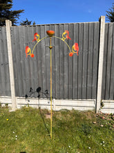 Load image into Gallery viewer, Handmade powder coated robin sculpture rocker and rain catcher standing at 150cm tall - Marissa's Garden & Gift