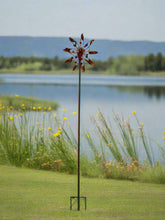 Indlæs billede til gallerivisning Handmade Chelsea powder coated garden wind sculpture spinner measuring 190cm with solar bulb - Marissa's Garden & Gift