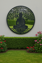 Afbeelding in Gallery-weergave laden, Handmade 60cm black metal Wall Plaque with acrylic mirror, colourful Metal, Garden/indoor Wall Art powder coated steel - Marissa's Garden & Gift