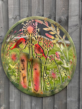 Laden Sie das Bild in den Galerie-Viewer, Handmade rusty 60cm wall plaque acrylic mirror of robin birds Tree Wall Plaque, Rusted coloured Metal, Garden/indoor Wall Art with peeling effect - Marissa's Garden & Gift