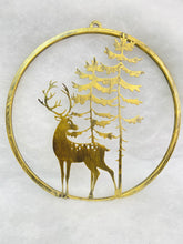 Indlæs billede til gallerivisning Handmade reindeer and tree gold wall art for indoors/outdoors 30 x 1 x 32cm - Marissa's Garden & Gift