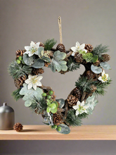Afbeelding in Gallery-weergave laden, Handmade hanging heart wreath 30 x 29 x 10cm Christmas /seasonal hanging wreath - Marissa's Garden & Gift