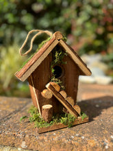 Laden Sie das Bild in den Galerie-Viewer, Handmade wooden birdhouse hut with ladder 18x12x19.5cm - Marissa's Garden & Gift