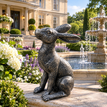Load image into Gallery viewer, Gold with black brush alert hare garden ornament polyresin 36cm high.