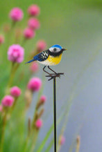 Load image into Gallery viewer, Handmade powder coated Blue tit on a pole sculpture 130cm tall - Marissa's Garden & Gift