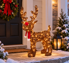 Load image into Gallery viewer, Handmade Christmas indoor/ outdoor reindeer with led lights 45cm