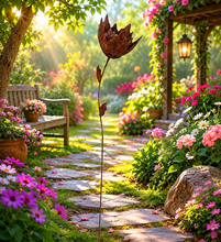 Load image into Gallery viewer, Handmade garden/outdoor tulip metal garden flower 120cm