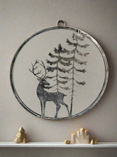Indlæs billede til gallerivisning Handmade reindeer and tree silver wall art for indoors/outdoors 30 x 1 x 32cm - Marissa's Garden & Gift
