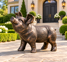 Load image into Gallery viewer, Gold with black brush pig garden ornament polyresin 36cm high - Marissa's Garden & Gift