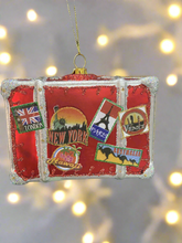 Charger l'image dans la galerie, Glass Christmas travellers suitcase bauble tree hanging decoration/christmas/seasonal/ glass hanging item - Marissa's Garden & Gift