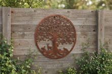 Afbeelding in Gallery-weergave laden, Handmade bronze 40cm bronze wall plaque of Woodland animals Tree Wall Plaque, powder coated steel , indoor/outdoor Wall Art