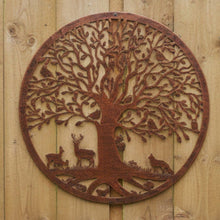 Laden Sie das Bild in den Galerie-Viewer, Handmade bronze 40cm bronze wall plaque of Woodland animals Tree Wall Plaque, powder coated steel , indoor/outdoor Wall Art - Marissa's Garden & Gift