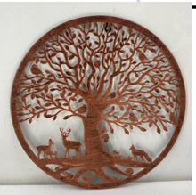 Afbeelding in Gallery-weergave laden, Handmade bronze 40cm bronze wall plaque of Woodland animals Tree Wall Plaque, powder coated steel , indoor/outdoor Wall Art
