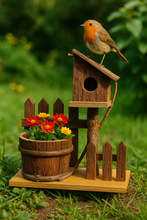 Afbeelding in Gallery-weergave laden, Handmade Wooden Birdhouse with Planter (H37cm, W14cm, D17cm) - Marissa's Garden & Gift