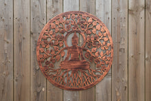 Indlæs billede til gallerivisning Handmade Budha tree of life wall art outdoors/ indoors 60cm x 60cm wall plaque made from powder coated steel