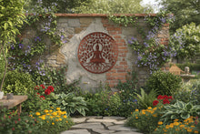 Indlæs billede til gallerivisning Handmade Budha tree of life wall art outdoors/ indoors 60cm x 60cm wall plaque made from powder coated steel