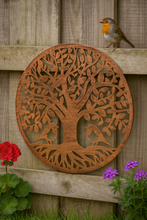 Load image into Gallery viewer, Handmade tree of life bronze powder coated wall art 60cm with two robins - Marissa's Garden & Gift