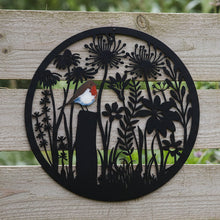 Laden Sie das Bild in den Galerie-Viewer, Handmade black 40cm wall plaque of Robin birds Tree Wall Plaque, black coloured Metal, Garden/indoor Wall Art powder coated steel - Marissa's Garden & Gift