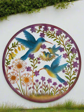 Load image into Gallery viewer, Handmade 60cm Colourful Hummingbird Wall Art – Metal Garden & Home Décor with Flowers and Baby Birds - Marissa's Garden & Gift