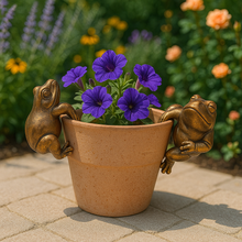 Load image into Gallery viewer, Polyresin pair of bronze coloured frog pot hangers - Marissa's Garden & Gift