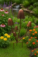 Laden Sie das Bild in den Galerie-Viewer, Handmade bronze powder coated mushrooms stake 80cm - Marissa's Garden & Gift