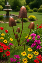 Laden Sie das Bild in den Galerie-Viewer, Handmade bronze powder coated mushrooms stake 80cm - Marissa's Garden & Gift