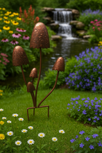 Laden Sie das Bild in den Galerie-Viewer, Handmade bronze powder coated mushrooms stake 80cm - Marissa's Garden & Gift