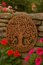 Afbeelding in Gallery-weergave laden, Handmade tree of life bronze powder coated wall art 60cm with two robins - Marissa's Garden & Gift