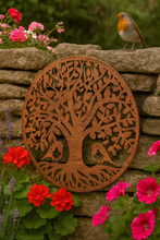 Load image into Gallery viewer, Handmade tree of life bronze powder coated wall art 60cm with two robins - Marissa's Garden & Gift