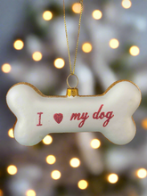 Load image into Gallery viewer, Glass dog bone Christmas bauble tree hanging decoration/christmas/seasonal/ glass hanging item - Marissa's Garden & Gift