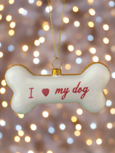 Load image into Gallery viewer, Glass dog bone Christmas bauble tree hanging decoration/christmas/seasonal/ glass hanging item - Marissa's Garden & Gift