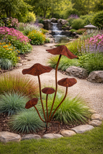 Load image into Gallery viewer, Handmade rusty mushrooms stake 75cm