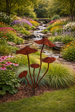 Load image into Gallery viewer, Handmade rusty mushrooms stake 75cm