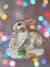 Indlæs billede til gallerivisning Glass bunny rabbit Christmas bauble tree hanging decoration/christmas/seasonal/ glass hanging item - Marissa's Garden & Gift