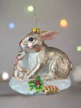 Indlæs billede til gallerivisning Glass bunny rabbit Christmas bauble tree hanging decoration/christmas/seasonal/ glass hanging item - Marissa's Garden & Gift
