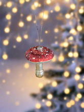 Load image into Gallery viewer, Christmas mushroom hanging decoration/christmas/seasonal/ glass hanging item - Marissa's Garden & Gift