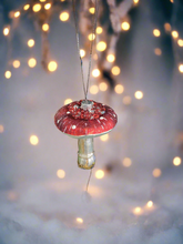 Load image into Gallery viewer, Christmas mushroom hanging decoration/christmas/seasonal/ glass hanging item - Marissa's Garden & Gift