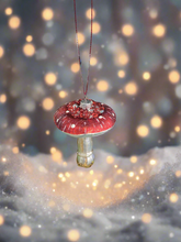 Load image into Gallery viewer, Christmas mushroom hanging decoration/christmas/seasonal/ glass hanging item - Marissa's Garden & Gift