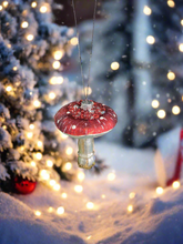 Load image into Gallery viewer, Christmas mushroom hanging decoration/christmas/seasonal/ glass hanging item - Marissa's Garden & Gift