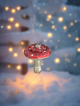 Load image into Gallery viewer, Christmas mushroom hanging decoration/christmas/seasonal/ glass hanging item - Marissa's Garden & Gift