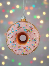 Indlæs billede til gallerivisning Christmas glass donut with sprinkles decoration/christmas/seasonal/ glass hanging item - Marissa's Garden & Gift