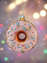 Indlæs billede til gallerivisning Christmas glass donut with sprinkles decoration/christmas/seasonal/ glass hanging item - Marissa's Garden & Gift