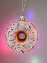Indlæs billede til gallerivisning Christmas glass donut with sprinkles decoration/christmas/seasonal/ glass hanging item - Marissa's Garden & Gift